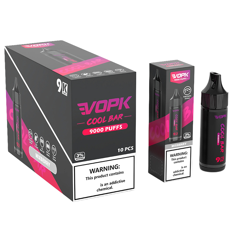 E-Liquid-Flaschen-Stil Original VOPK COOL BAR 9000 Puffs 9K Tornado Vapes Einweg-Puff Shisha E-Zigarette vorgefüllte Wagen Wagen Mesh Coil Vape Pen Gerät Vapers Vaper