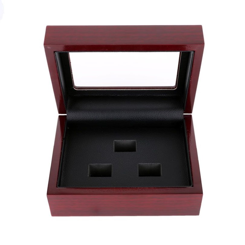 Rot Schwarz PU Leder Holz Box Organizer Tragbare 12x16x7cm 2-9 Loch Fall Championship Sport Ring268J