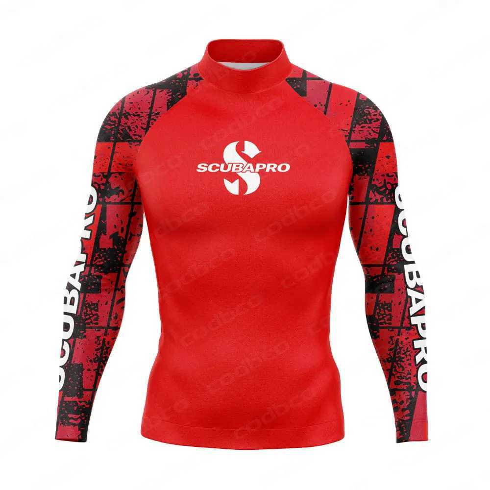 Traje de baño para hombres para hombre Rash Guards Surf Buceo Traje de baño Camiseta de manga larga Traje de baño Tops Natación Apretado Surf Camisas Gimnasio Protección UV Ropa 24327