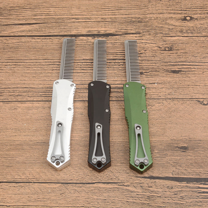 G3997 av högsta kvalitet High End Auto Tactical Comb D2 Satin Comb CNC Green Aviation Aluminium Handle Outdoor Camping Handing EDC Tools With Nylon Mantel