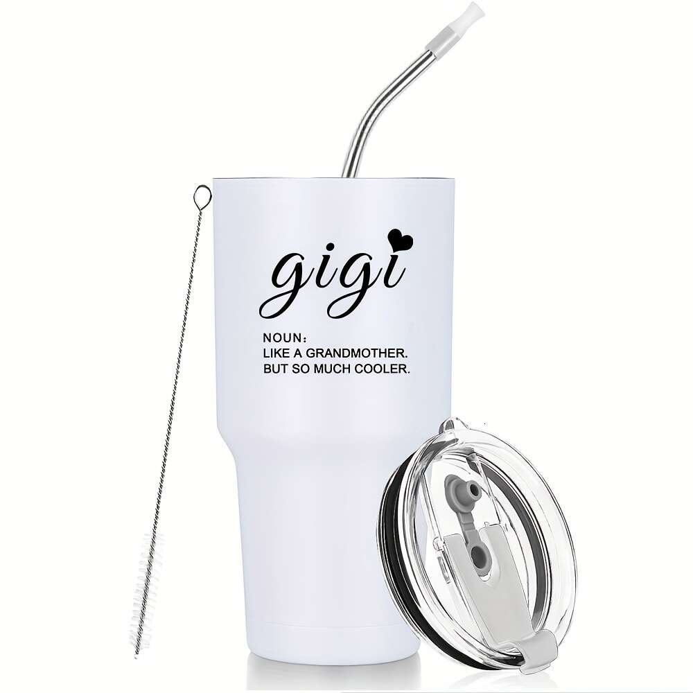 lustiger Gigi Tumbler Oma 30oz Vakuum isoliertes Reisebecher mit Deckel Stroh perfekt Geschenk Weihnachten, Geburtstag, Neujahr - Doppelwandisolierung für Hot und