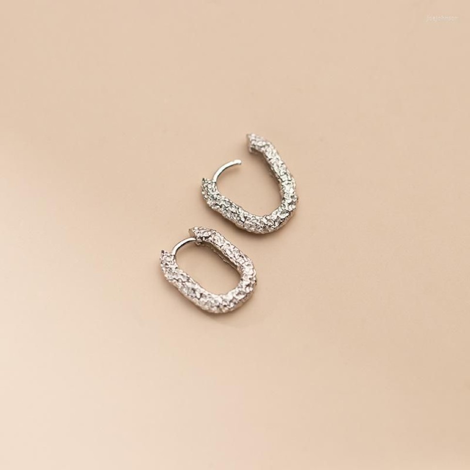 Boucles d'oreilles créoles plaqué or 18 carats authentique bijoux en argent Sterling 925 Texture irrégulière bosse Piercing Huggie oreille-os C-M00738312y