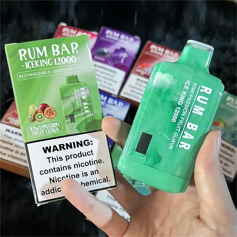 Original QST Rum Bar Ice King 12000 Puffs 12K Bang King Digital Box Vapes Disponibla Puff Shisha E Cigarett Förfylld vagnar Cart Mesh Coil Vape Pen Device Vapers Vaper Vaper