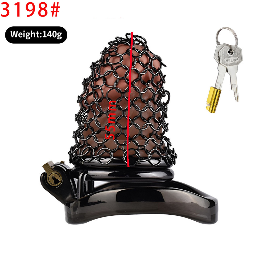 Cage de chasteté en maille creuse, culotte à bande, serrure à coq en acier inoxydable, BDSM, jouets sexuels pour adultes, 3198