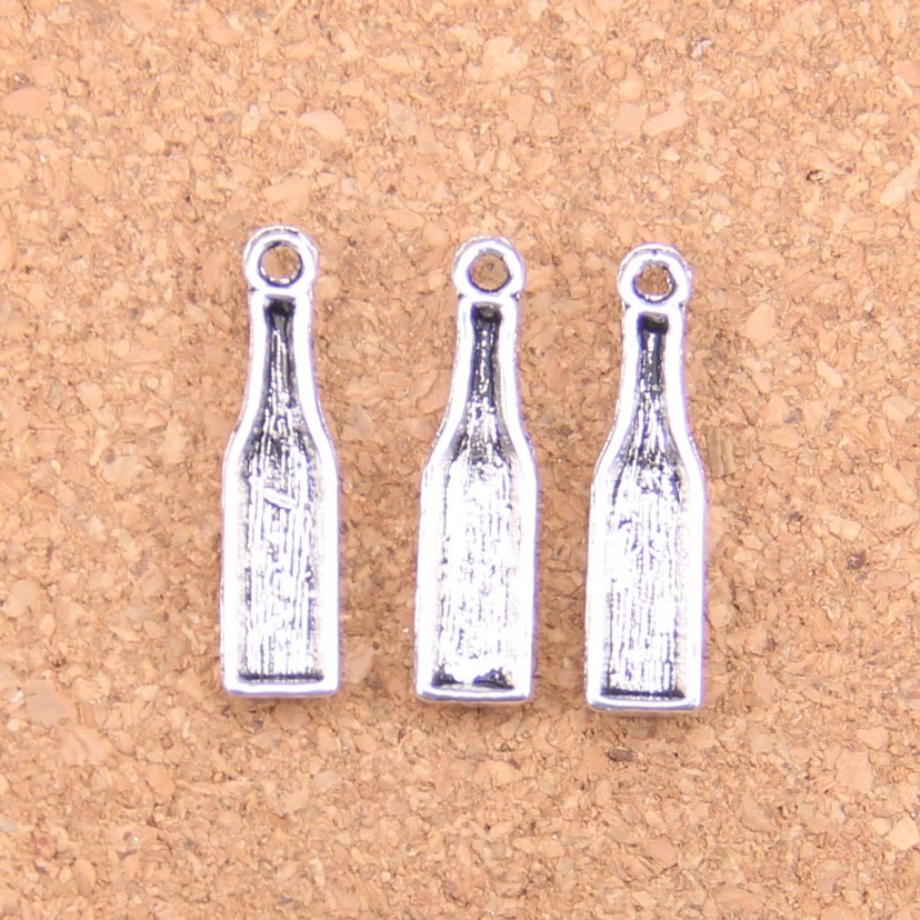 Antique Silver Bronze Plated beer bottle Charms Pendant DIY Necklace Bracelet Bangle Findings 24 6mm286f