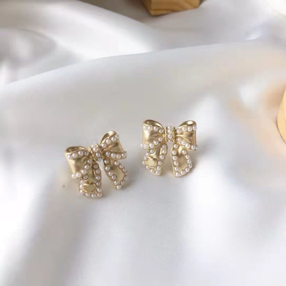 Boucles d'oreilles avec nœud en perles pour femmes, nouvelle mode 2021, aiguilles en argent 925, simples, assorties avec tout, bijoux 277K