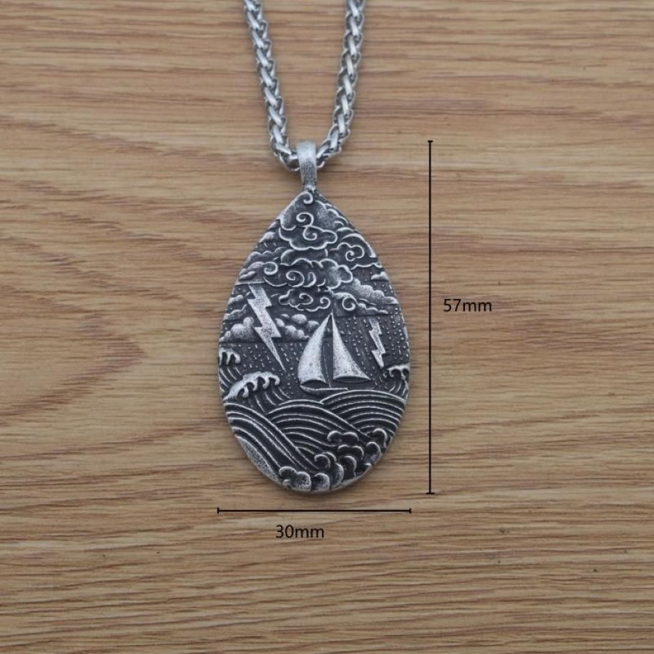 Pendant Necklaces Ocean Waves Travel Jewelry Pirate Sailboat Necklace For Nautical AdventurerPendant225H