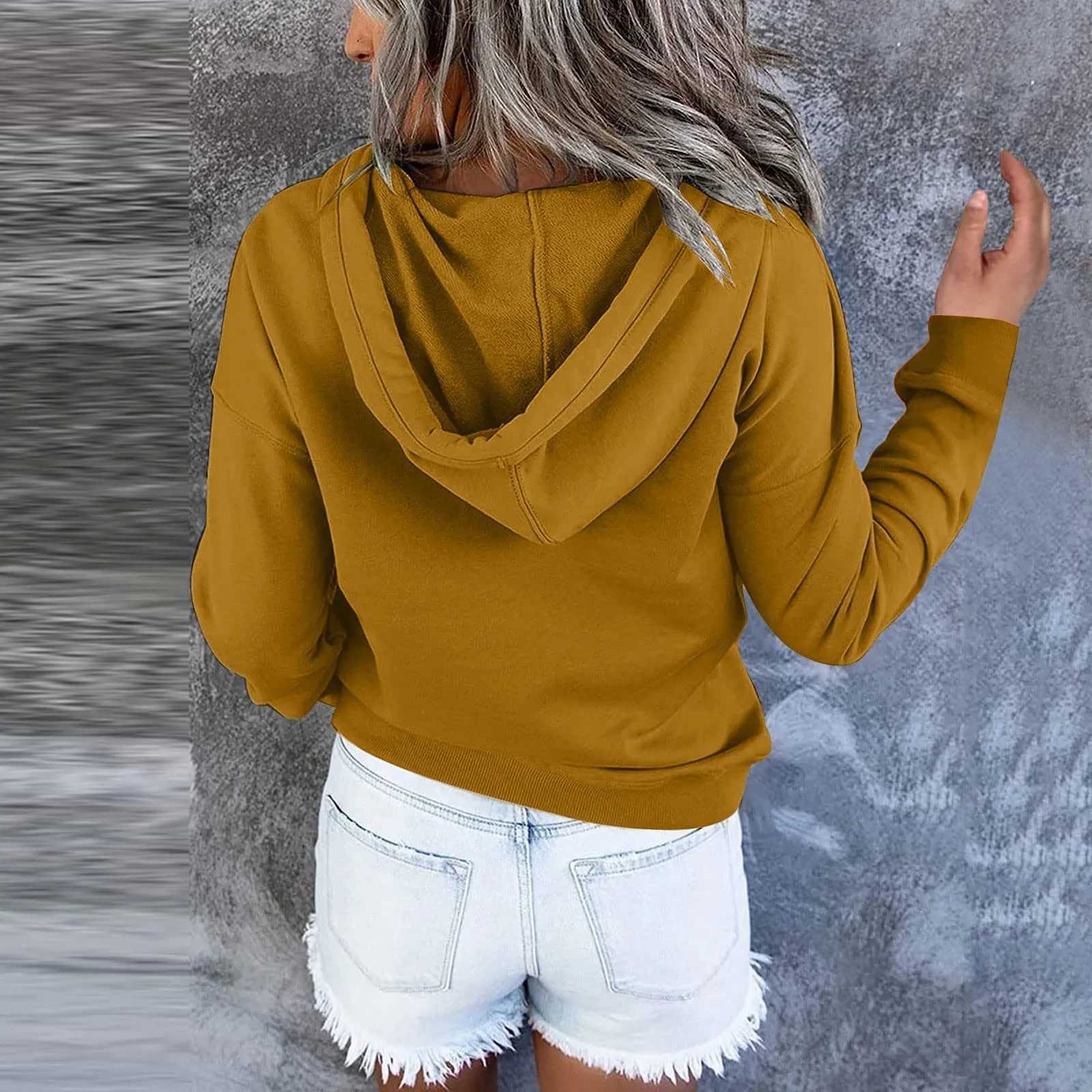 Felpe con cappuccio da donna Felpe casual da donna Comode Pure Spring Autumn Felpa con cappuccio Tasca con coulisse Classic Solid Felpa con cappuccio Pullover Top 24328