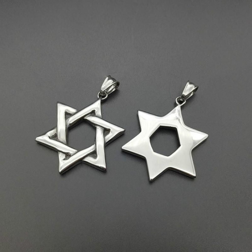 Pendant Necklaces Star Of David Israel Chain Necklace Women Stainless Steel Judaica Silver Color Jewish Men JewelryPendant299f