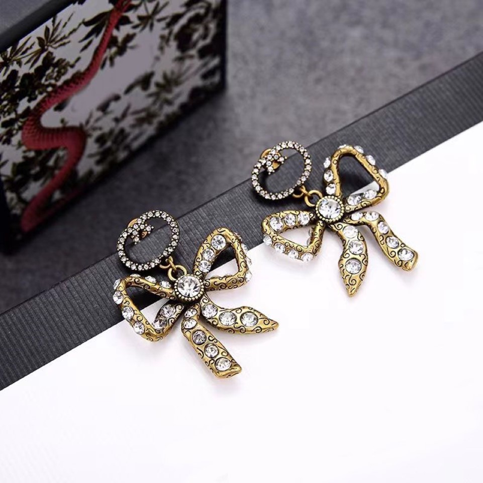 luxe designer mode charme oorbel aretes messing hoge kwaliteit boog oorbellen dames feestliefhebbers cadeau sieraden251Z