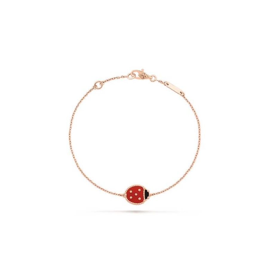 Designer Ladybug Bracelet Rose Gold Plated chain Ladies and Girls Valentine's Day Mother's Day Engagement Jewelry Fade F263o