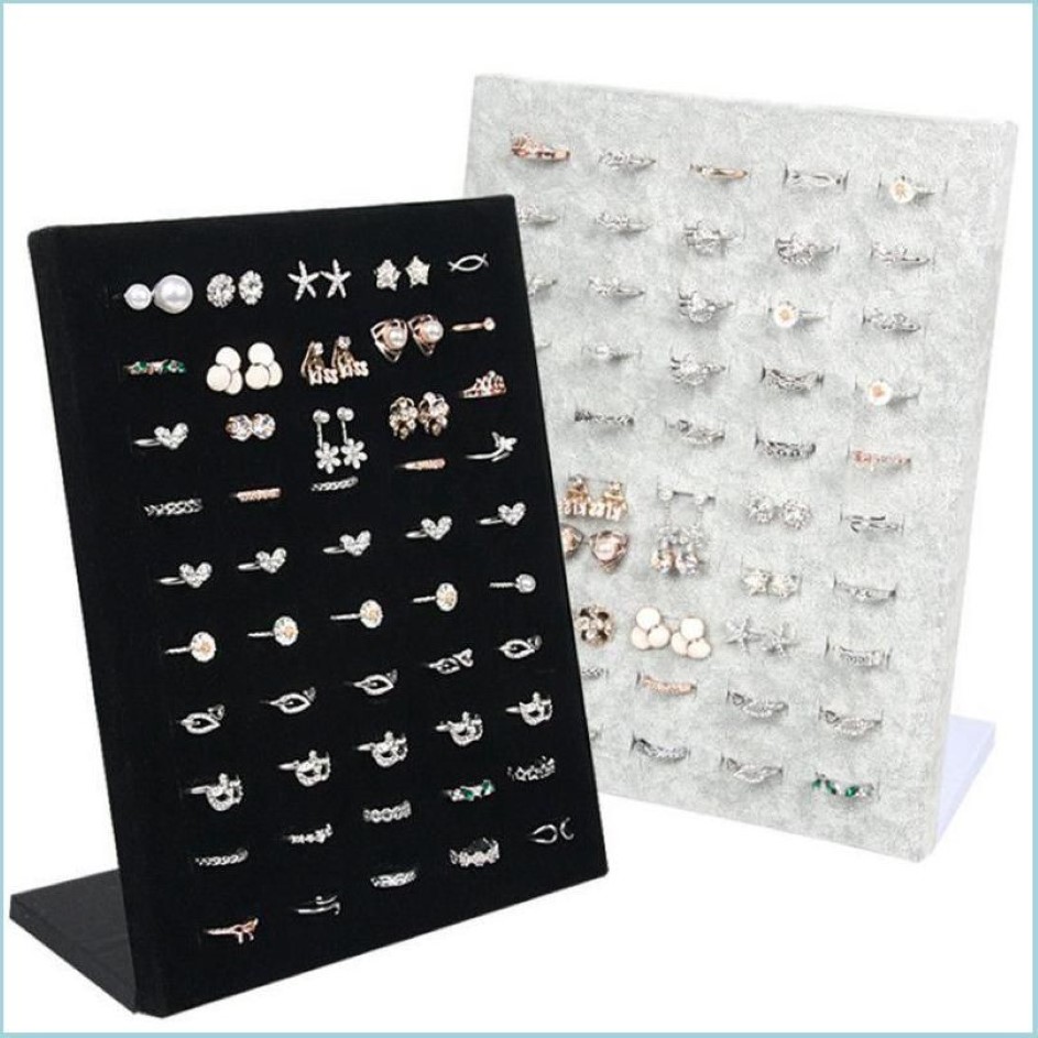 Jewelry Stand Black Gray Veet Display Case Jewelry Ring Displays Stand Board Holder Storage Box Plate Organizer 1241 E3 Drop Deliv184A