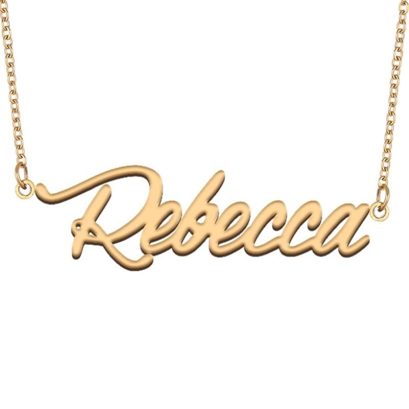 Anhänger Halsketten Rebecca Namenskette für Frauen Edelstahl Schmuck 18 Karat vergoldet Typenschild Femme Mutter Freundin Geschenk214C