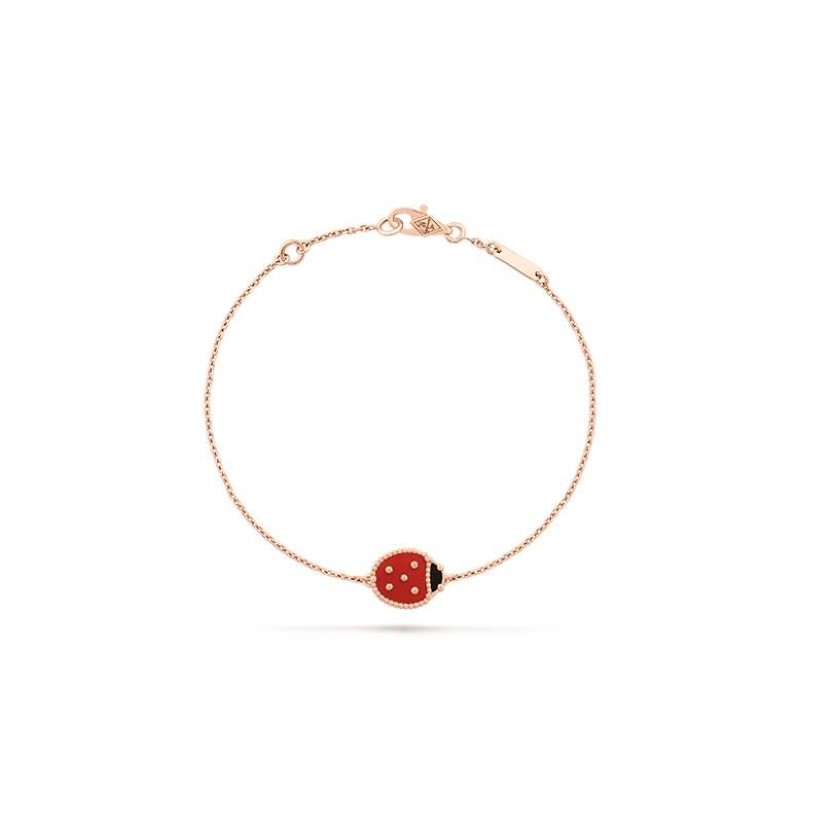 Designer Ladybug Bracelet Rose Gold Plated chain Ladies and Girls Valentine's Day Mother's Day Engagement Jewelry Fade F263o