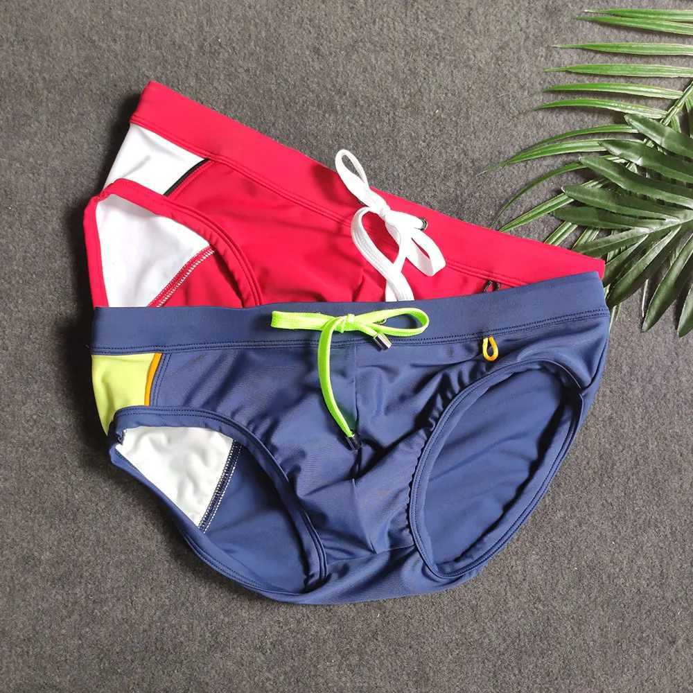 Homens Swimwear UXH Marca Mens Acolchoado Swimwear Contraste Cor Swim Briefs Push-Up Pad Sexy Homens Respirável Swim Suit Surf Beach Surfing Shorts 24327