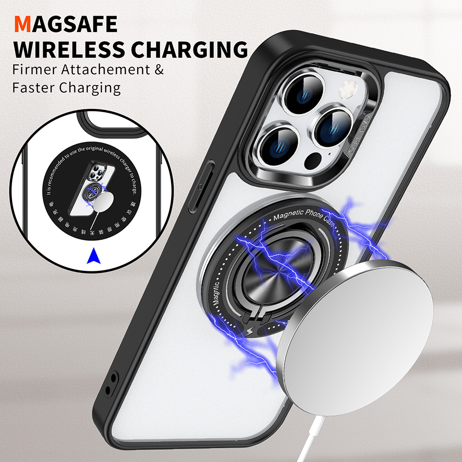 Armor 360 draaibare beugel magnetische telefoonhoes voor iPhone 15 Pro Max 14 Plus Samsung S24 Ultra Achterkant met ringstandaard Kickstand
