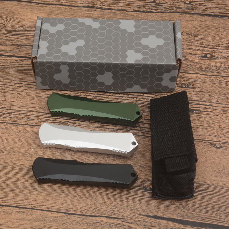 Special Offer G3997 High End AUTO Tactical Comb D2 Satin Comb CNC Green Aviation Aluminum Handle Outdoor Camping Hiking EDC Tools with Nylon Sheath