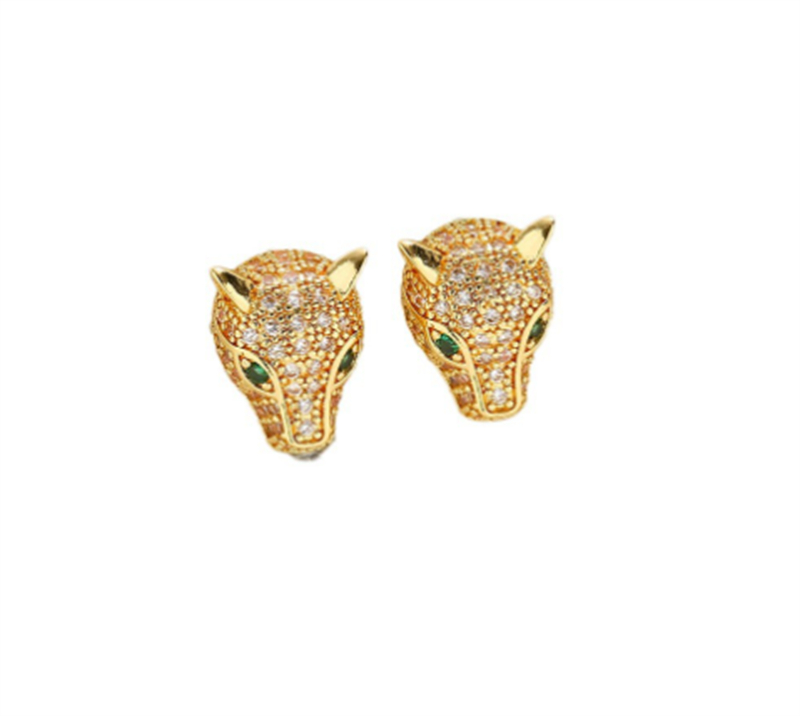 leopard necklace plated 18K real gold leopard titanium steel necklace Female zircon earrings Female full diamond ring jewelry set
