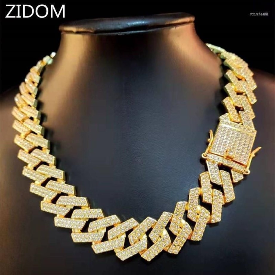 20mm hommes Hip Hop chaîne collier pavé réglage strass mâle Hiphop glacé Bling losange chaînes cubaines mode bijoux 1320N