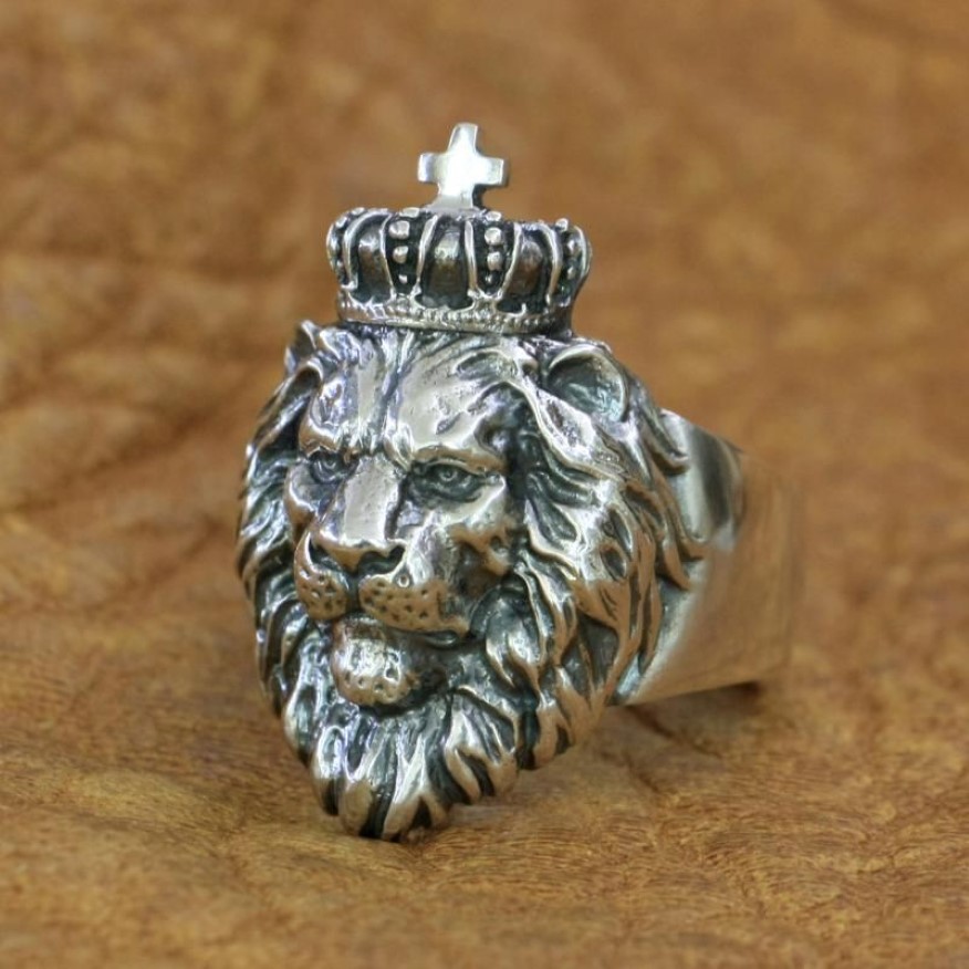 Cluster Ringen LINSION 925 Sterling Zilveren Lion King Ring Mens Biker Punk Animal TA190 Amerikaanse maat 7-15304t