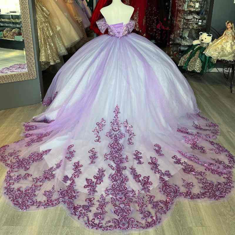 Светло-фиолетовое блестящее платье Quinceanera, мексиканское платье Vestidos De 15, платье принцессы с аппликацией, милое бальное платье на день рождения XV 16 лет, платье Золушки для девочек