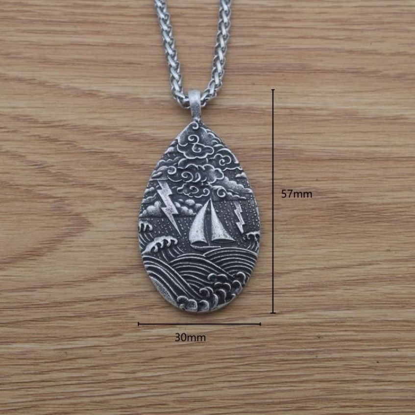 Naszyjniki wiszące fale oceaniczne podróży biżuteria piracka Naszyjnik żaglówki dla morskiej poszukiwacza przygód 253a