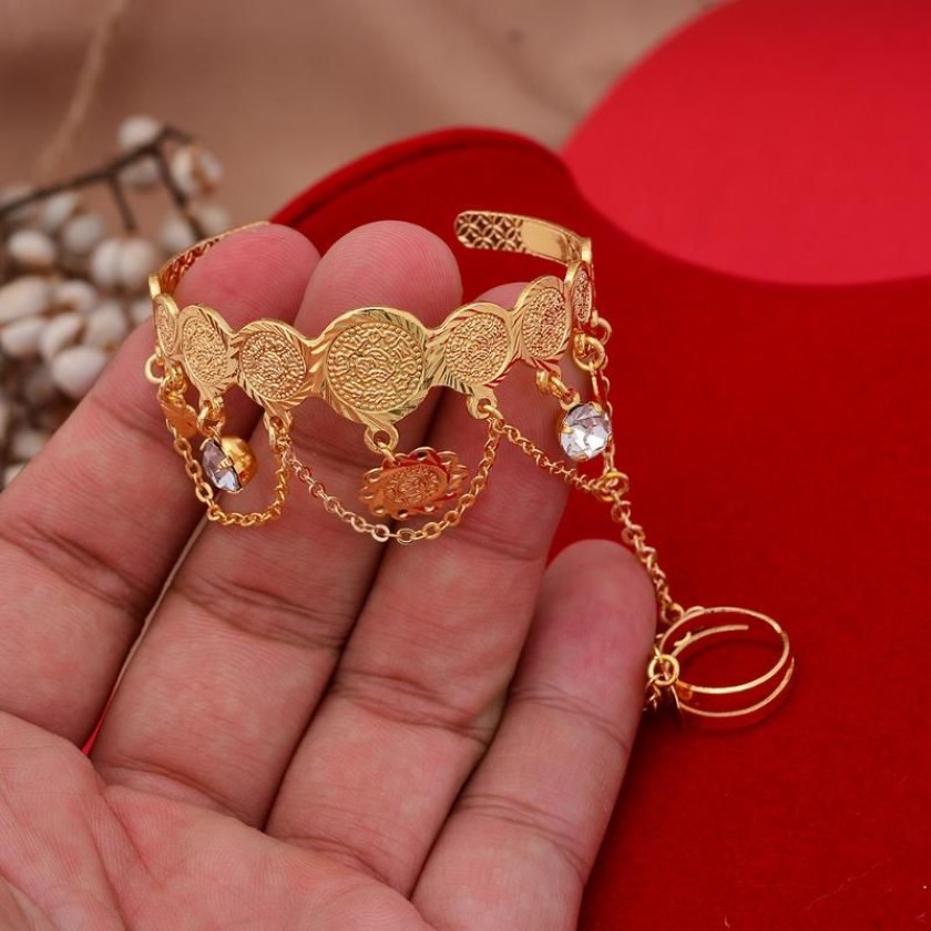 Bangle Gold Color Coin Bangles For Child Kids Dubai Bracelet Ethiopian Baby Islamic African Jewelry Arab Middle East253t