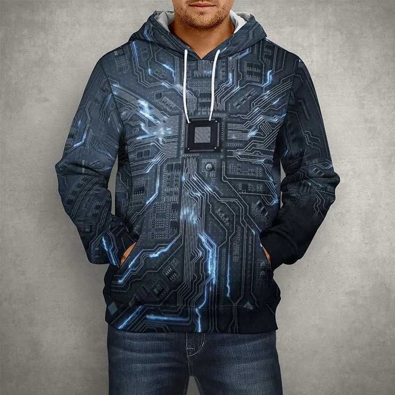 Sweats à capuche pour hommes Sweatshirts Nouveaux vêtements Impression 3D Carte mère Processeur CPU Ligne Circuit imprimé Cool Swearshirts Hommes Femmes Enfants Casual Harajuku Sweats à capuche 24328