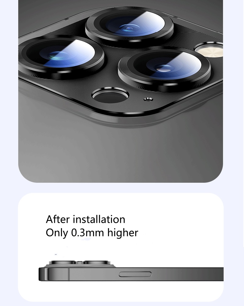 Couvercle de protection d'objectif de caméra, anneau métallique, protecteur d'écran pour iPhone 15 Plus Pro Max 11 12 13 Mini 14, Film en verre trempé