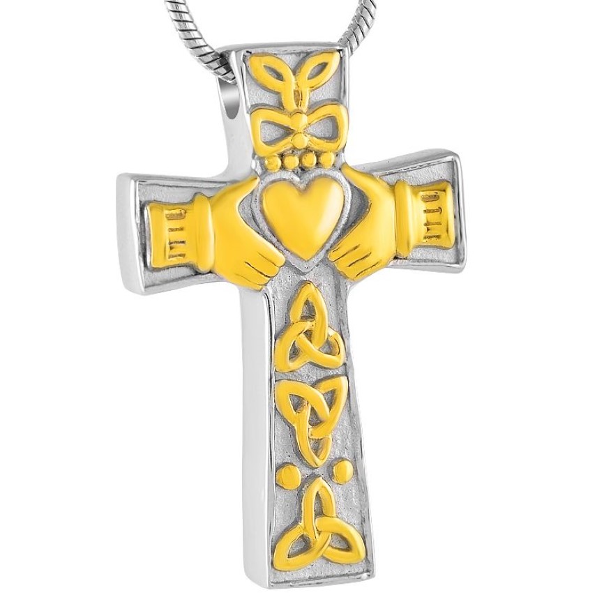 IJD8025 – collier avec pendentif en acier inoxydable, croix de la paix mondiale, pendentif de crémation, en forme de cœur, cendres commémoratives, urne souvenir, 285m