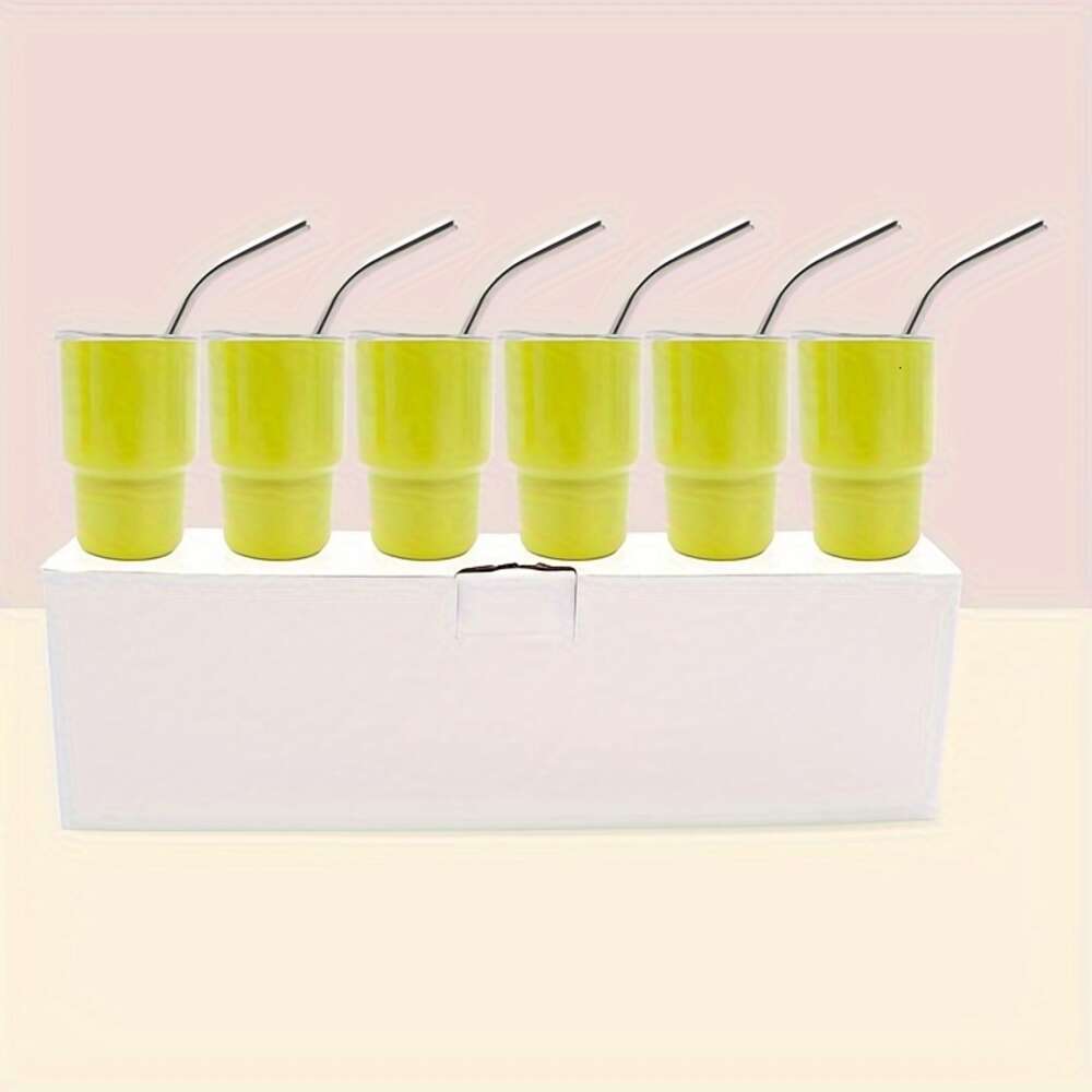 Set di bicchierini da shot isolati in acciaio inossidabile da 6 pezzi con coperchi, cannucce, bicchieri da 3 once bar, feste in casa - Regalo di Natale ideale