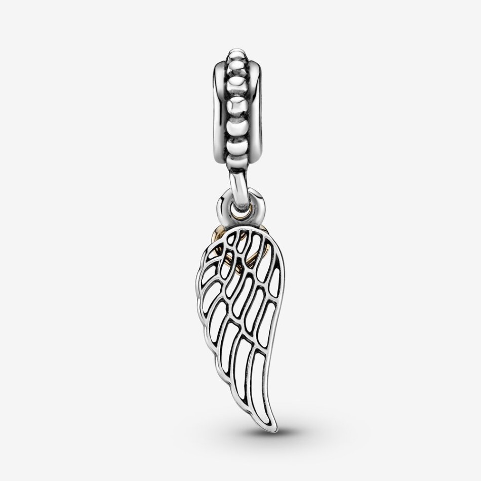 Il nuovo arrivo in argento sterling 925 con ala d'angelo e cuore ciondola il fascino adatto al braccialetto europeo originale con ciondoli accessori gioielli di moda269e