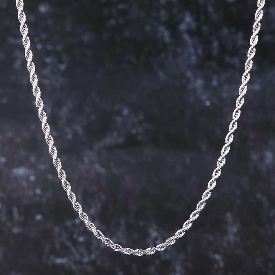 Chains White Gold ed Rope Chain Necklace Singaporean Venetian For Men And Women 3mm Hip Hop Jewelry CultureChains283V