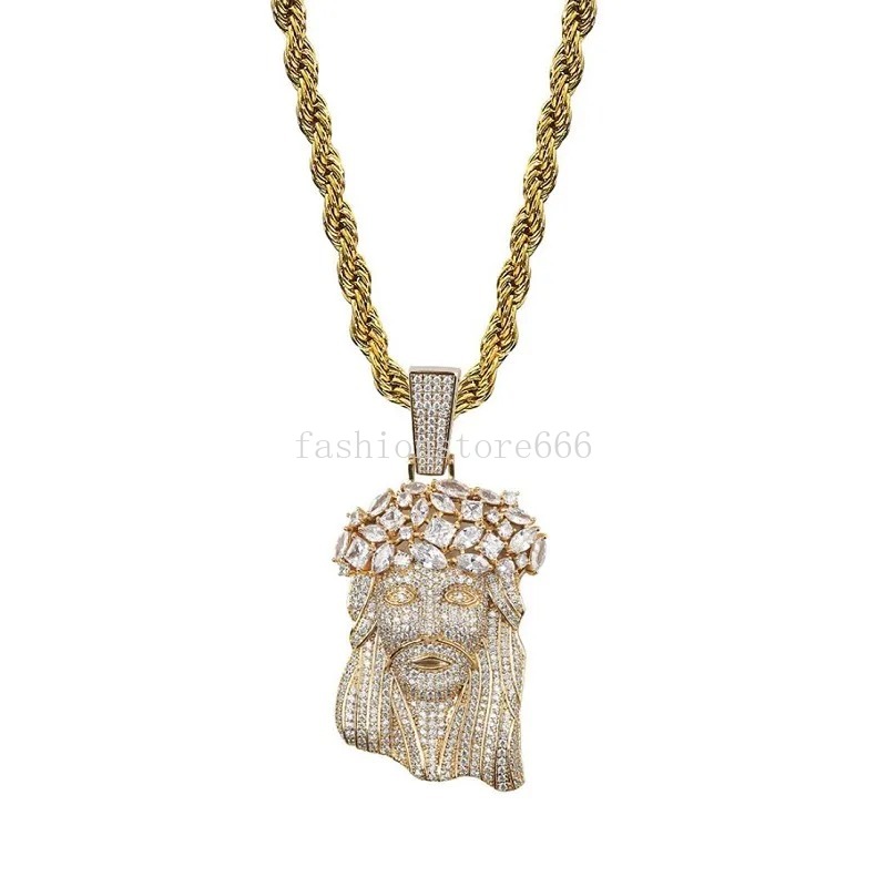 Iced Out Pendant Necklace High Quality Large Jesus Gold Silver Necklaces Mens Hip Hop Jewelry