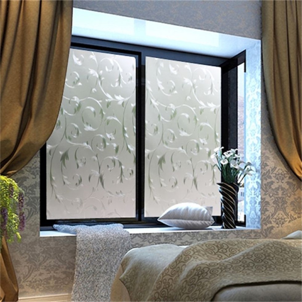 Silver iron art pattern film stained glass Opaque Frosted Window Films Vinyl Static Cling Self adhesive Privacy Glass Stickers Y20262O