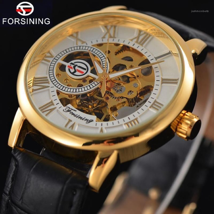 ForSining Top Mens Watch Men Sport Clock Male Business Skeleton Clocks Hand Wind Mechanical Watches Gift1207a