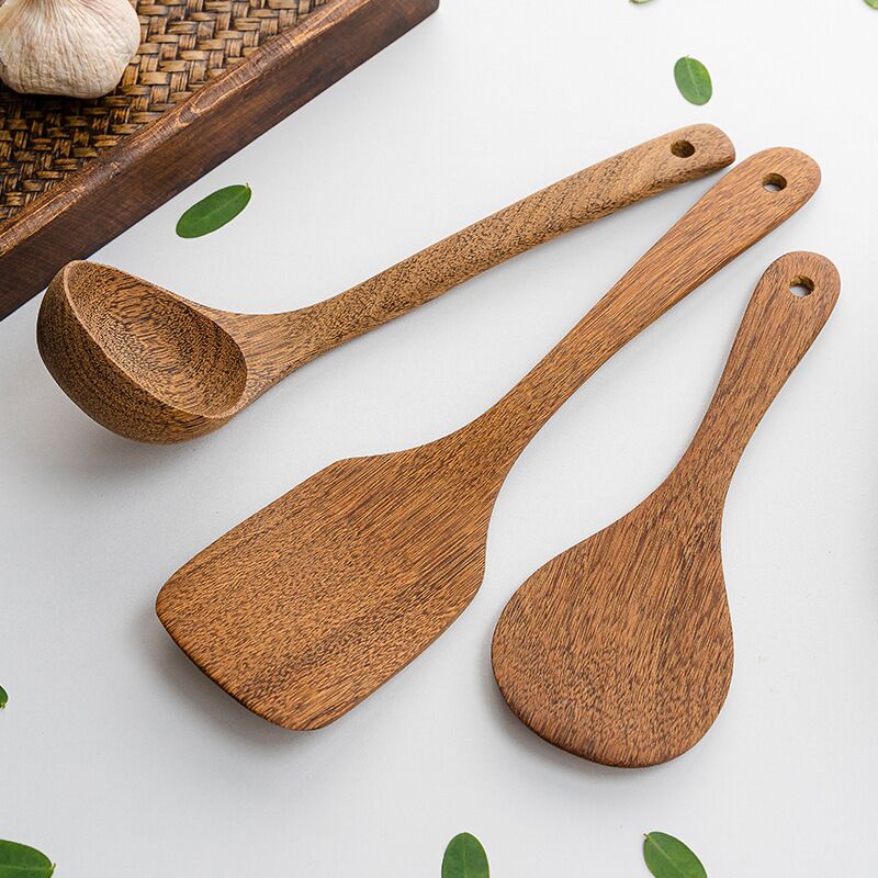 Spatola in legno non stick pentola nessuna vernice o maniglia lunga a cera verdure fritte Un set completo di utensili da cucina a zuppa