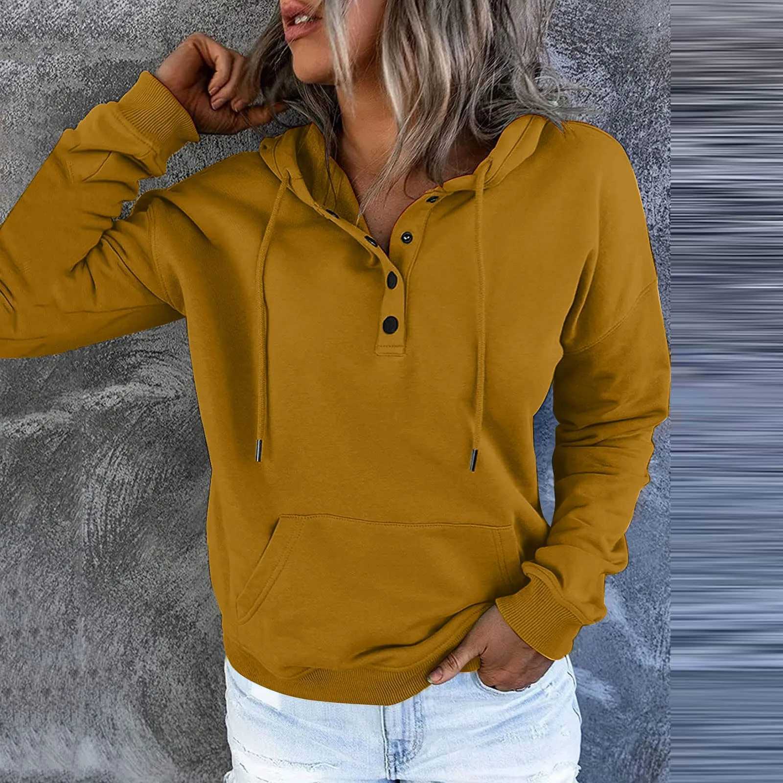 Felpe con cappuccio da donna Felpe casual da donna Comode Pure Spring Autumn Felpa con cappuccio Tasca con coulisse Classic Solid Felpa con cappuccio Pullover Top 24328