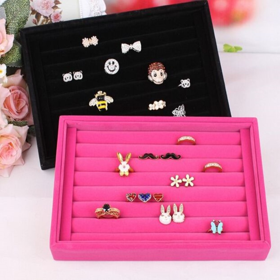 2st. Massor smycken Display Rings Organizer Show Case Holder Box New Red Ring Storage Ear Pin Accessories Box2455