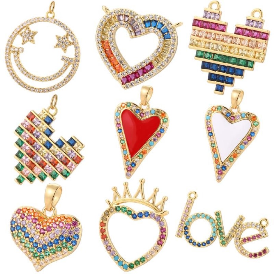Charks Letter Heart Letter for Jewelry Making Materiend Bohemian Dangle Real Gold Crystal CZ DIY Naszyjnik Bransoletka316L