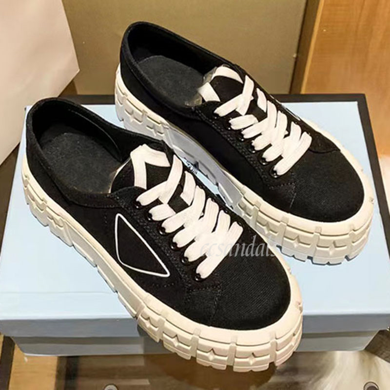 Designer Scarpe casual Donna Uomo Triangolo Logo sneakers in nylon con piattaforma a doppia ruota scarpe da ginnastica bianche triplo fondo spesso lusso basso gabardine taglia 35-41