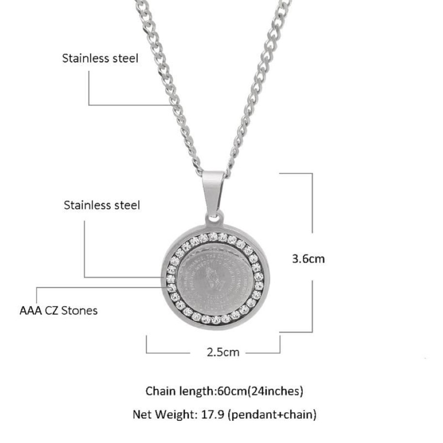 펜던트 목걸이 힙합 남성 예수기도 핸드 개 태그 군대 체인을위한 금색 스테인레스 스틸 성경기도 보석류 243p