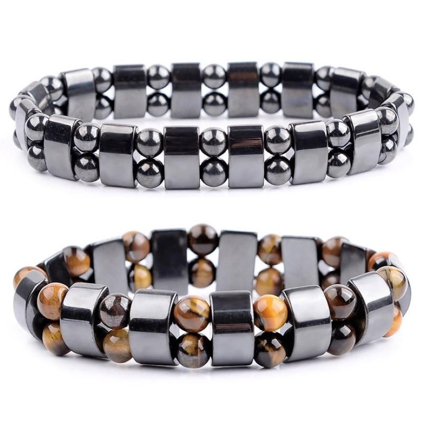 Bangle Nature Tiger Tiger Eye Hematite Beads Therapy Health Care Magnet Men's Jewelry Charm Dawles For Man2296