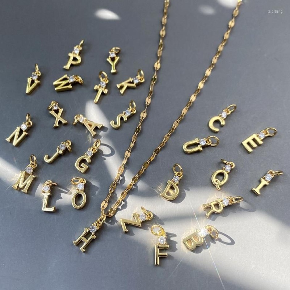 Charms A-Z Letter Namn Initialer Gold Color DIY örhängen Halsband Designer Smycken Maket Supplies Micro Pave CZ Pendant286m