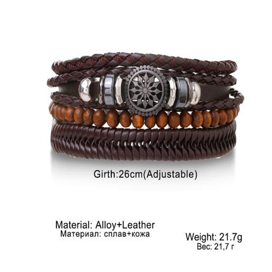 Handwoven bracelet leather fashionable retro multi-layer leather combination bracelet men's trend bracelet AB27