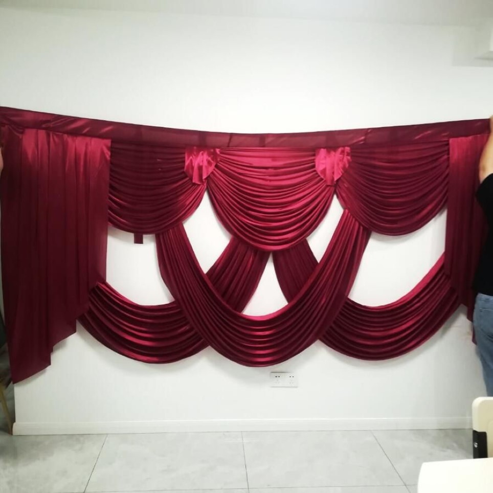 10ft Wid Burgundy Color Wedding Curtain Swags Backdrop Party Wedding Decoration Swags Satin Wall Grapes347W