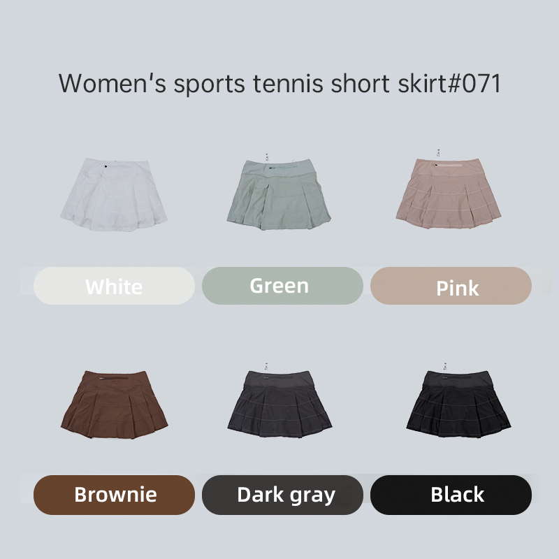 LL Sommer Skort Tennis Wear Yoga Tennisrock Faltenrock Laufröcke Damen Sport Fitness Kleid mit Tasche für Outdoor