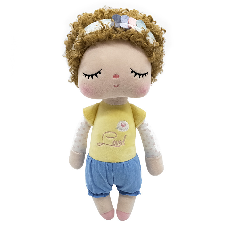 Mi Tu Angela Plush Toy Curly HairFashionリトルガールドール快適な人形のおもちゃ