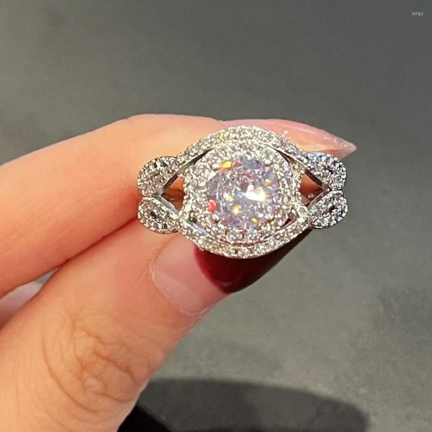 Anéis de cluster 18k anel de ouro branco para mulheres naturais 2 diamantes com jóias anillos de bizuteria mujer gemstone box321m