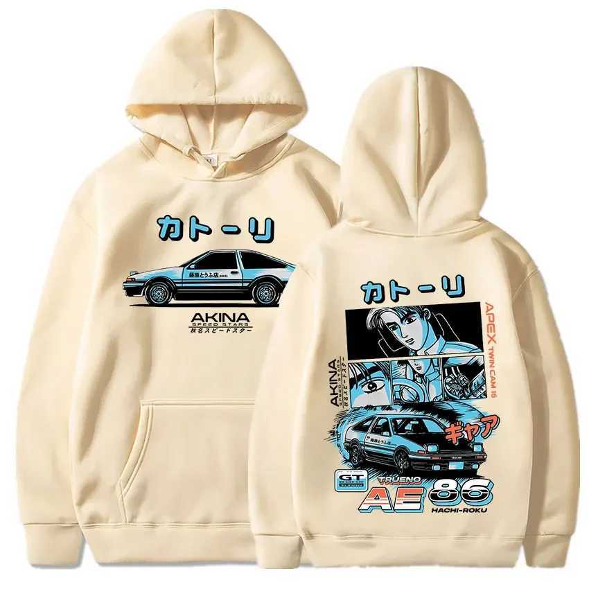 Men's Hoodies Sweatshirts Initial D Manga Hachiroku Shift Drift Mens Hoodie Anime Takumi Fujiwara Tofu Shop Delivery AE86 Sweatshirt Streetwear Pullover 24328